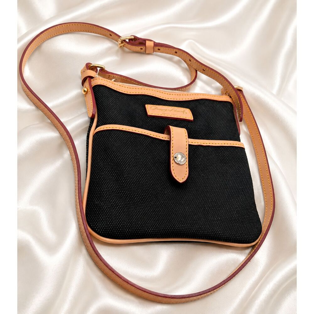 Dooney & Bourke Black Nylon Leather Trim Crossbody Bag Classic Everyday Purse